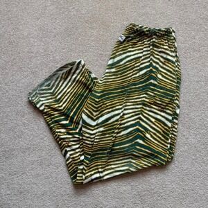 Vintage Zubaz Green & Yellow Zebra Striped Sweatpants 1990s Retro Funky‎ 2XL